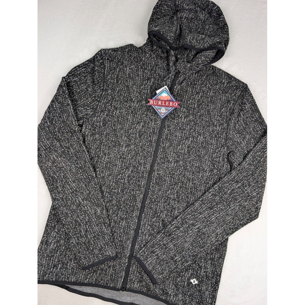Burlebo Blaze Tech Zip Up Jacket Mens Medium Black Gray‎ Fleece NWT